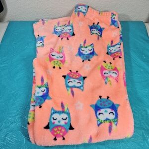 Girls Owl Fleece Pajamas Pants Size XL (14/16) Waistband Orange
